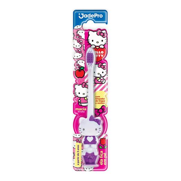 Imagem de Escova Dental Infantil Jadefrog Hello Kitty 3D com ventosa