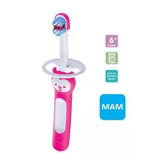 Imagem de Escova Dental Infantil MAM Baby's Brush 6+Meses Rosa - MAM