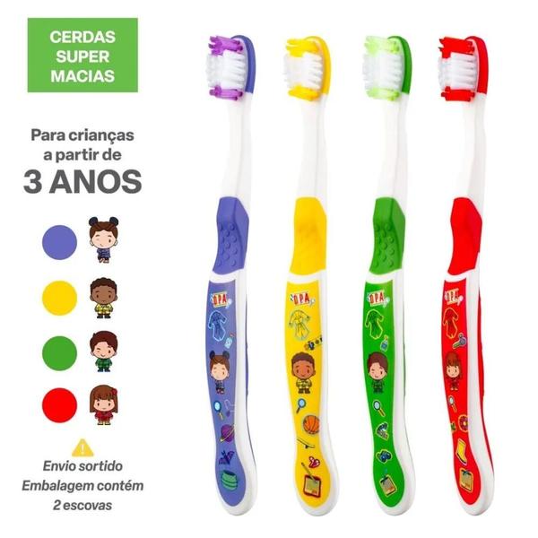 Imagem de Escova Dental Infantil Multilaser Detetives do Predio Azul com 2 Unidades Para +3