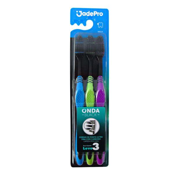 Imagem de Escova Dental Jade Pro Onda Black Kit C/3