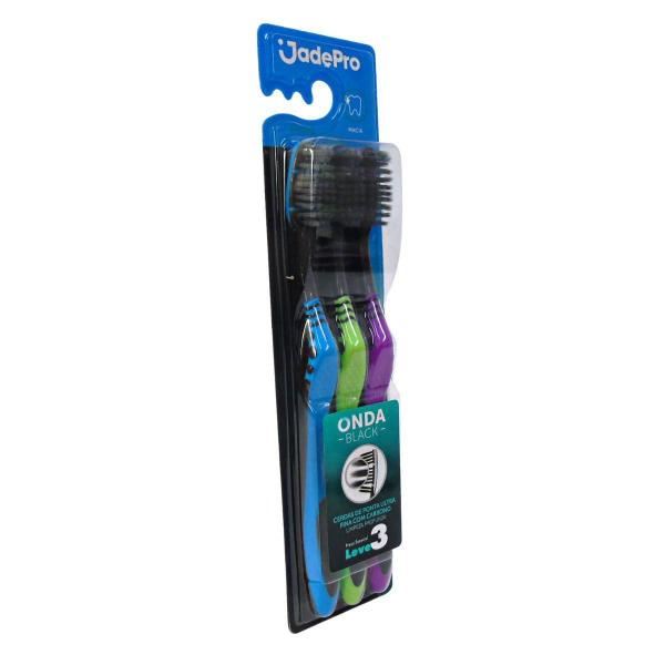 Imagem de Escova Dental Jade Pro Onda Black Kit C/3