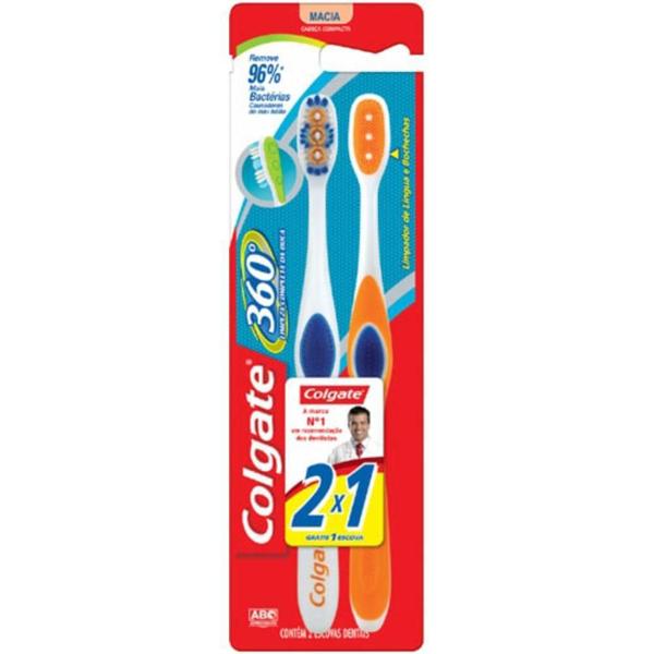Escova Dental Macia Colgate 360 - 02 Unidades Imagem de Escova Dental Macia Colgate 360 - 02 Unidades