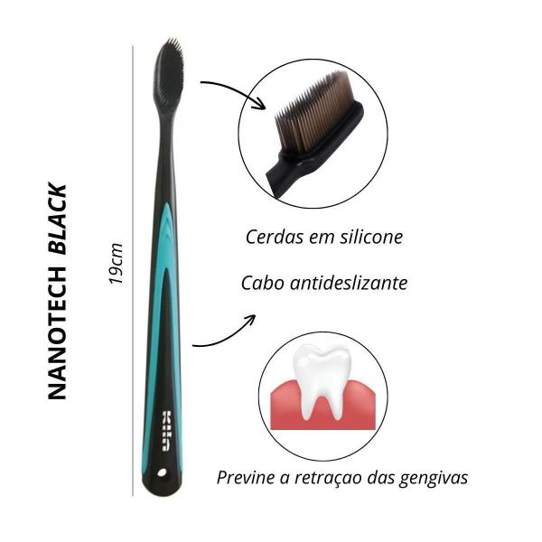 Imagem de Escova Dental Macia Nanotech Black Cerdas Em Silicone Klin