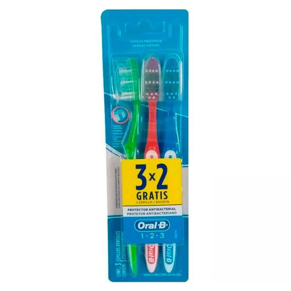 Imagem de Escova Dental Oral-B 123 Média Cores Sortidas Leve 3 Pague 2 Unidades