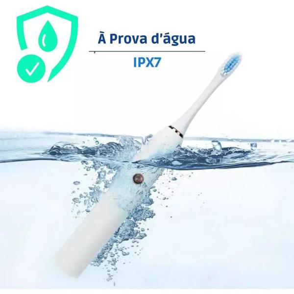 Imagem de Escova Dental Oral Elétrica Com 4 Cabeças Ultra-Sônica Recarregável Carregamento USB Automática 6 Funções