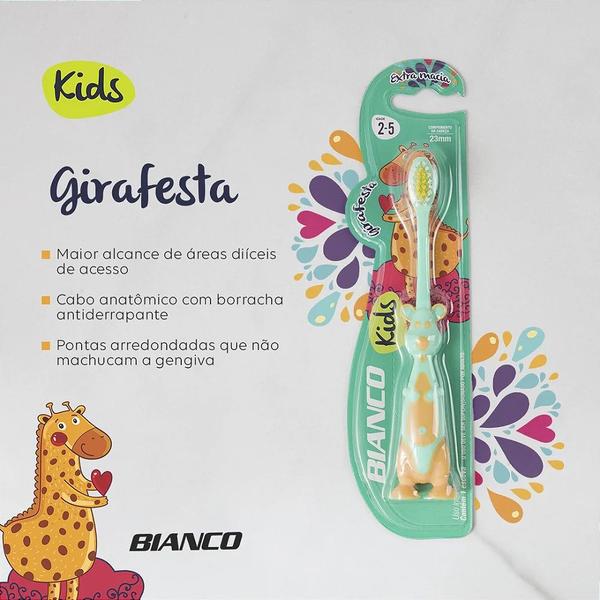 Imagem de Escova Dente Girafesta Bianco Kids Dental Macia - Azul Rosa