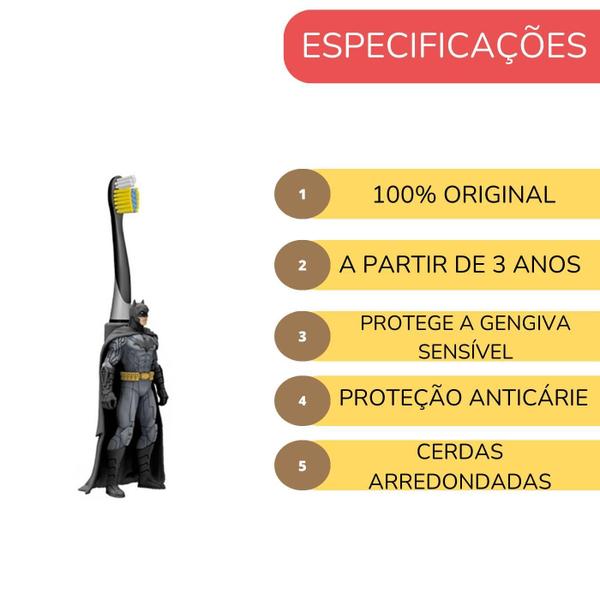 Imagem de Escova Dente Infantil Batman 3D Macia Infantil Criança