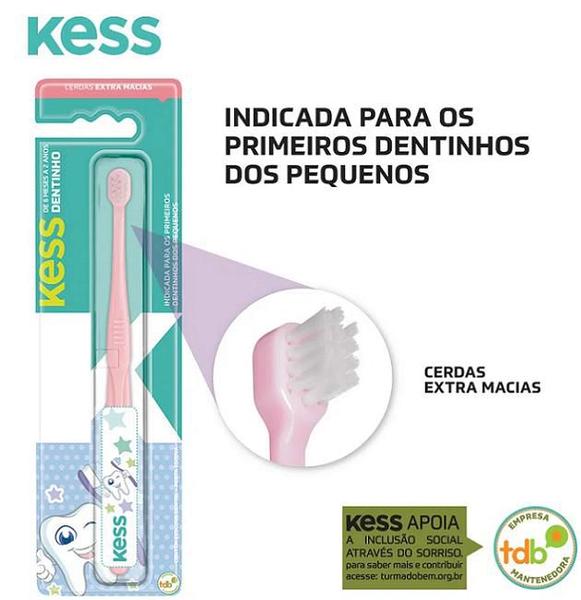 Imagem de Escova Dentes Infantil Bebês Primeiros Dentinhos Rosa e Azul