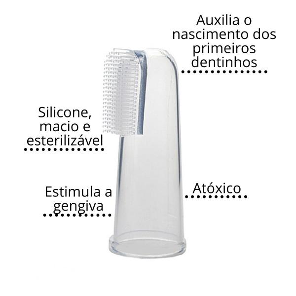 Escova e massageador de gengiva em silicone transparente para bebes - MBBIMPORTS Imagem de Escova e massageador de gengiva em silicone transparente para bebes