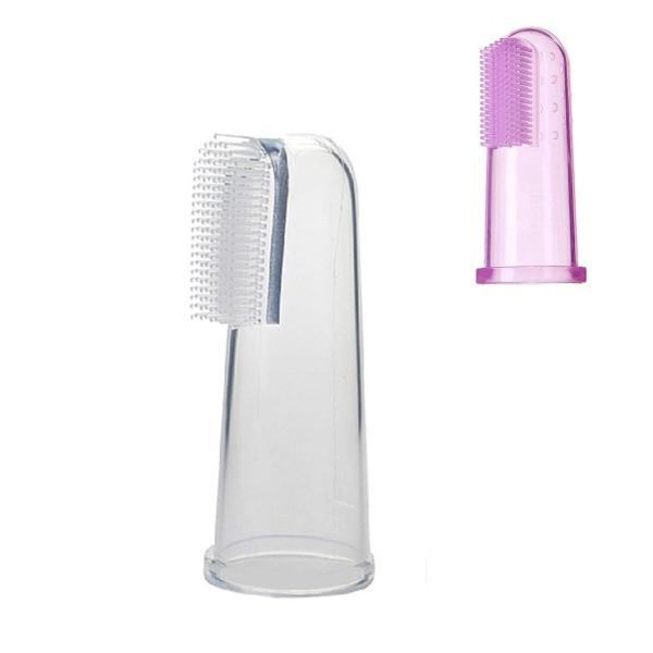 Escova e massageador de gengiva em silicone transparente para bebes - MBBIMPORTS Imagem de Escova e massageador de gengiva em silicone transparente para bebes