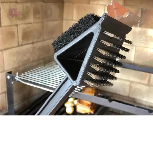 Imagem de Escova Easy Grill 3 Em 1 P/Churrasqueira Cabo Plástico 35Cm