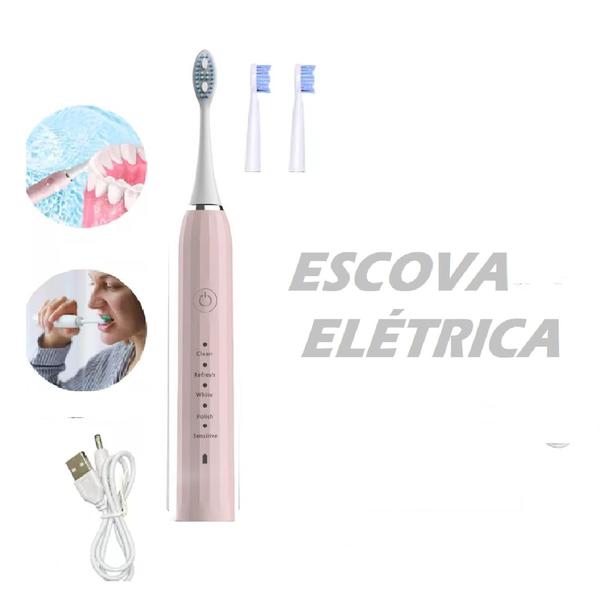 Imagem de Escova Elétrica Cerdas Macias Limpeza dos Dentes C/ Refil 3 Modos de Limpeza Reacrregável USB