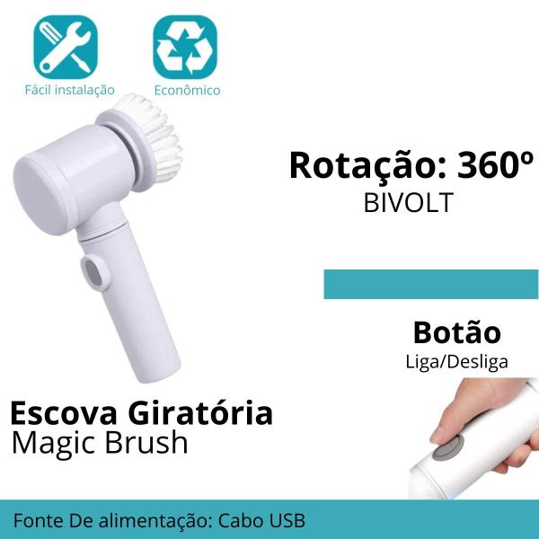 Imagem de Escova Elétrica Multifuncional Recarregável Para Limpeza Louças Compacta Porta Detergente