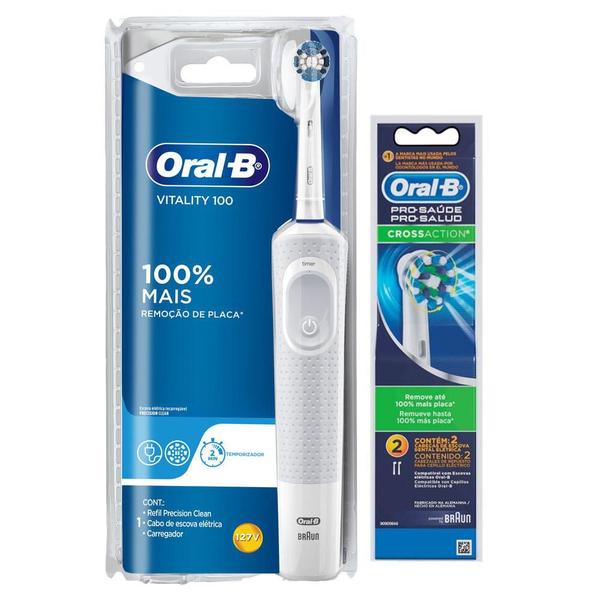 Imagem de Escova Elétrica Oral-B Vitality Precision Clean - 110v + Refil Cross Action c/ 2 Un