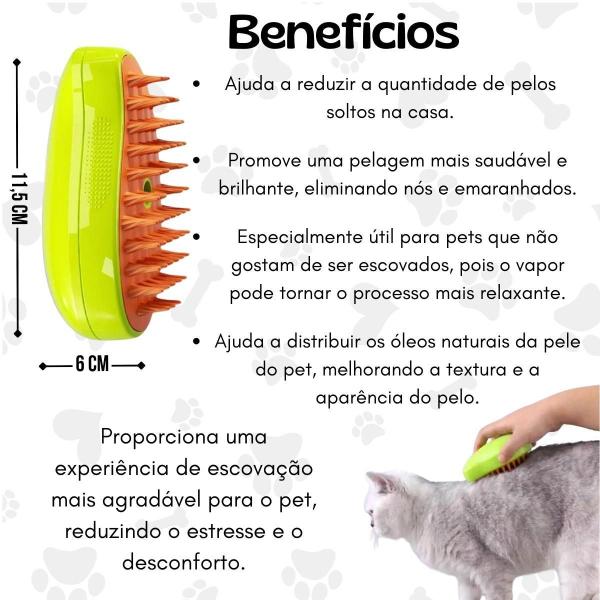 Imagem de Escova Elétrica Removedora De Pelos Com Vapor Para Animais