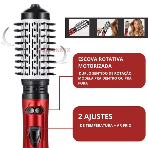 Escova Giratória Rotativa 220V: Seca, Alisa E Modela Alta - Dk Imagem de Escova Giratória Rotativa 220V: Seca, Alisa E Modela Alta