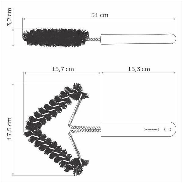 Imagem de Escova Grelha Tramontina Churrasco Estrutura Aço Inox Cerdas