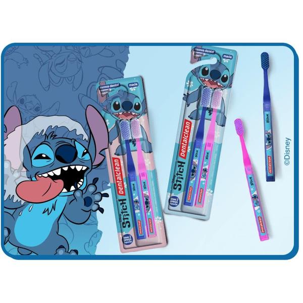 Imagem de Escova Infantil Stitch Disney  Dental Clean  Blister c/ 2 escovas