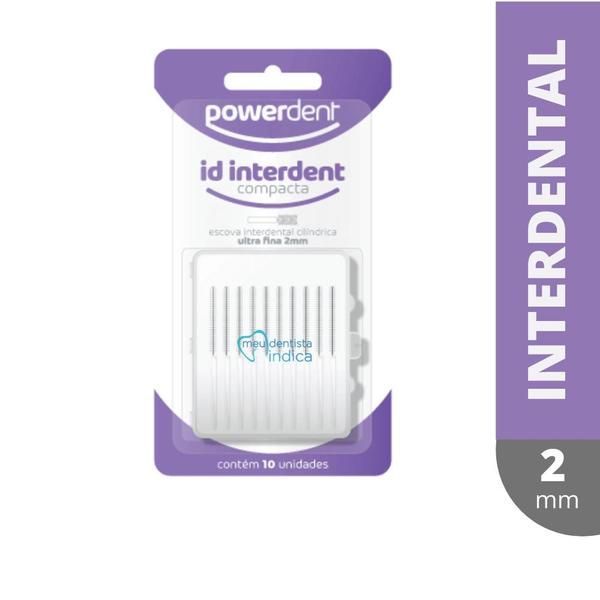 Imagem de Escova Interdental Cilíndrica 2mm (Branca)   10 unidades  Powerdent - 6 Cartelas