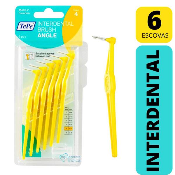 Imagem de Escova Interdental Macia  Tepe c/ Cabo Amarela Size 4  0.7mm  6 unidades