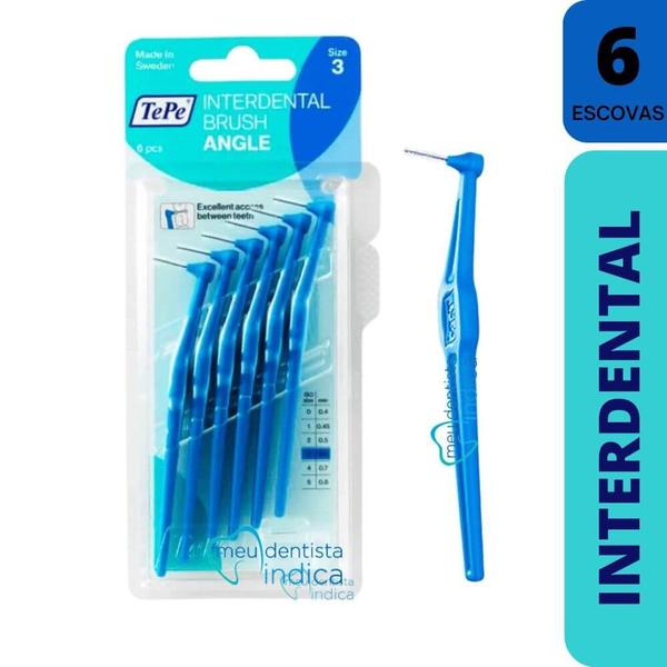 Imagem de Escova Interdental Macia  Tepe c/ Cabo Azul Size 3  0.6mm  6 unidades