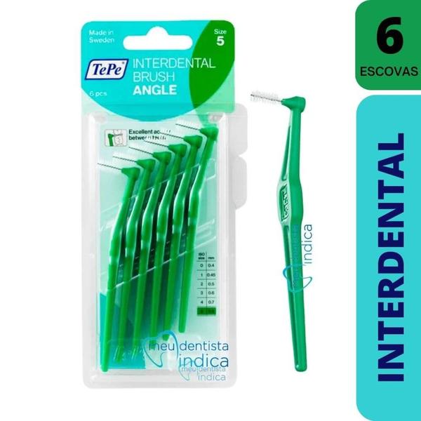 Imagem de Escova Interdental Macia  Tepe c/ Cabo Verde Size 5  0.8mm  6 unidades