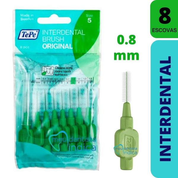 Imagem de Escova Interdental Macia  Tepe Original Verde Size 5  0.8 mm  8 unidades