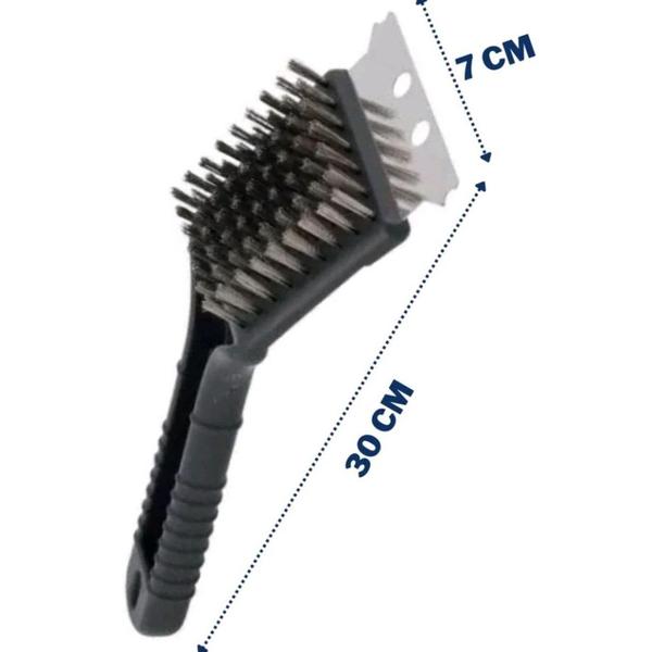 Imagem de Escova limpa grelha com raspador aço inox multiuso