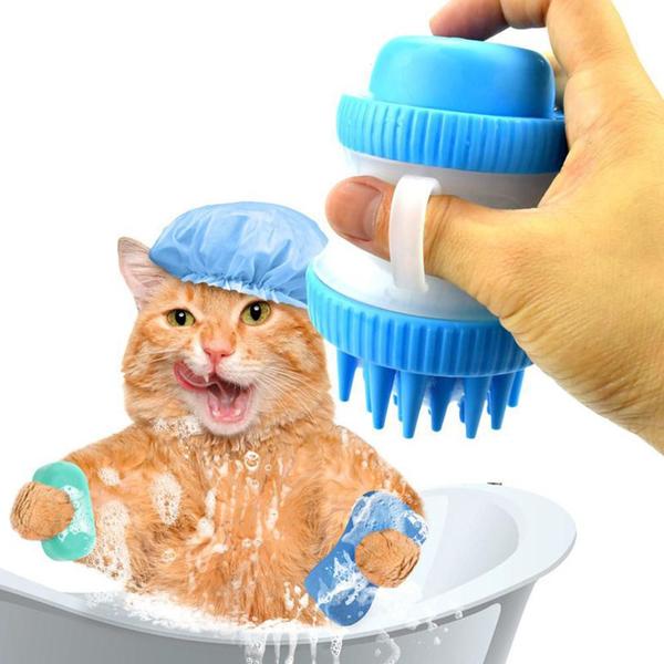 Imagem de Escova Massageador Dispenser Banho Pet Shampoo