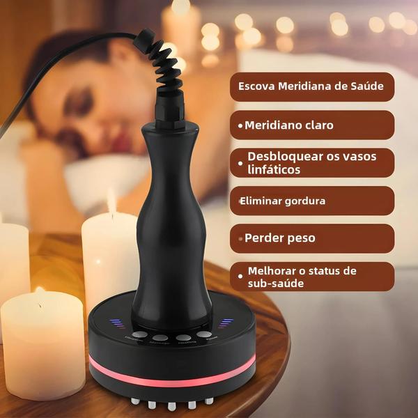 Imagem de Escova Meridiana Elétrica Gua Sha - Massageador Corporal com Vibração, Microcorrente e Compressa Quente