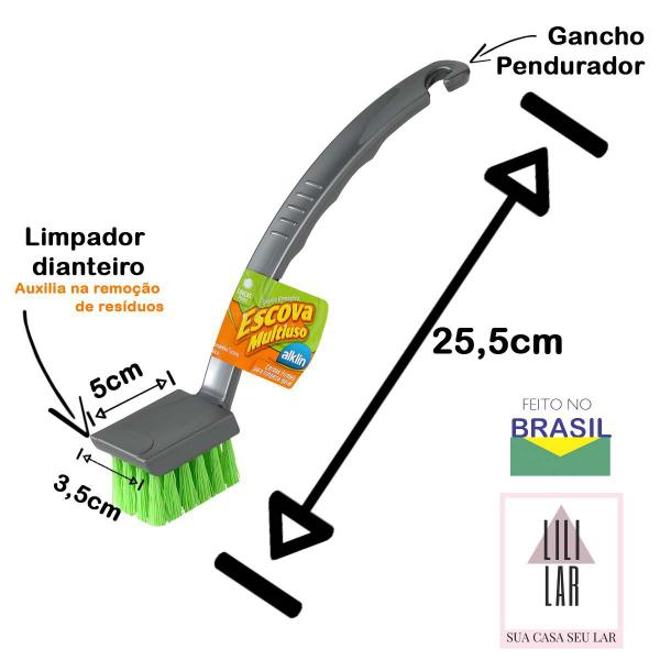 Imagem de Escova Multiuso com Cabo para Limpeza Objetos Tênis Louça- Alklin