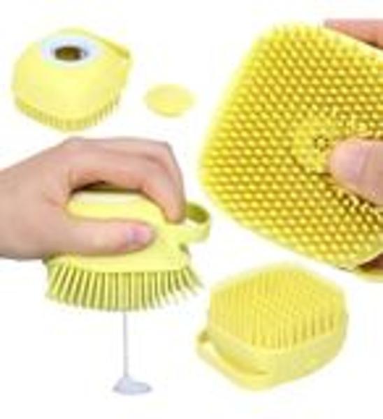 Imagem de Escova P/ Banho Silicone C/ Porta Sabonete Para Pet Cães