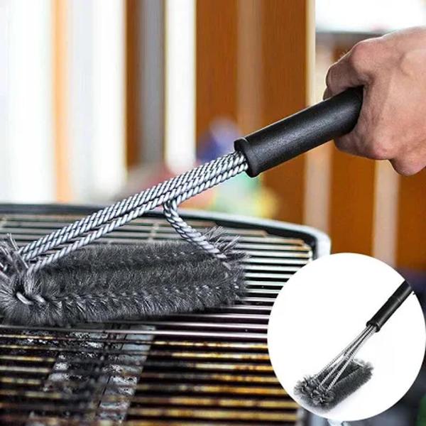 Imagem de Escova Para Limpeza De Grelha BBQ Grill Brush Em Aço Inoxidável Super Resistente Cabo Longo