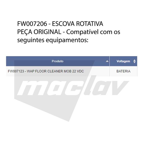 Imagem de Escova Rotativa Para Limpadora WAP Floor Cleaner- FW007206