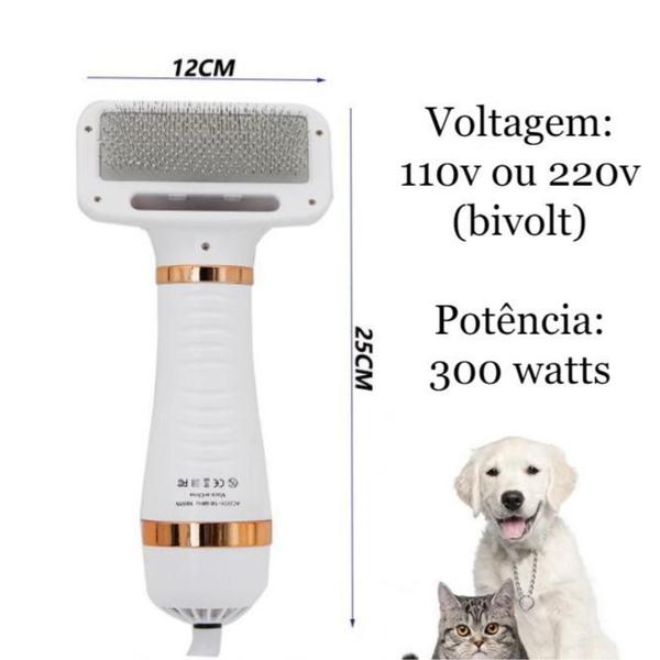 Imagem de Escova Secadora Silenciosa Pet Desembaraça E Seca Cão E Gato