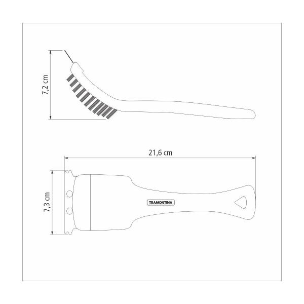 Imagem de Escova Tramontina Churrasco com Cerdas em Aço Inox e Cabo de Polipropileno Preto 21,6 cm