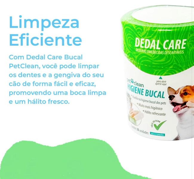 Imagem de Escovas de Dedo Dedal Care Higiene Bucal Dedeiras Umedecidas Descartáveis para cães PETCLEAN