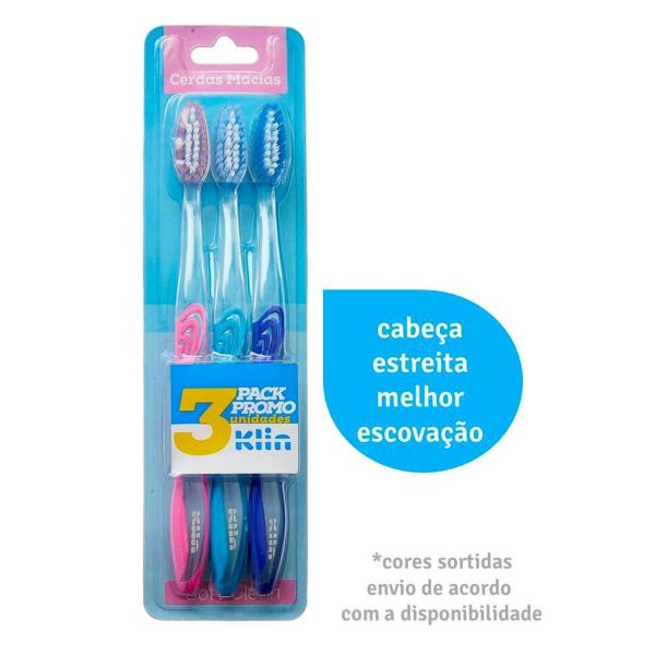 Imagem de Escovas De Dente Cerdas Macias Soft Clean Pack 3UN Klin