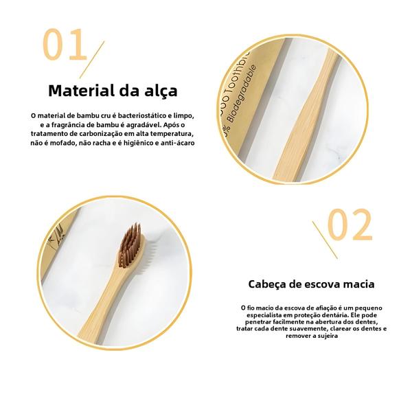 Imagem de Escovas de Dentes de Bambu Macio - 100 Unidades - Eco-Friendly e Reutilizáveis