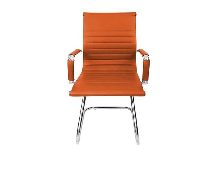 Imagem de Escritório: Cadeira Esteirinha Espera Diretor LARANJA em material sintético Base FIXA Cromada Modelo Charles Eames