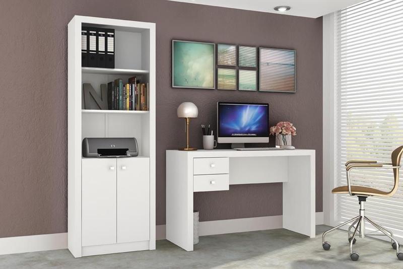 Imagem de Escritório com Mesa e Estante Branco - FdECOR