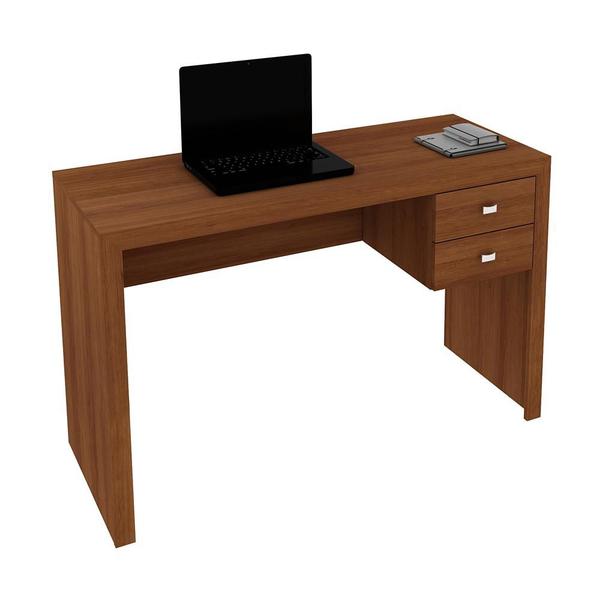 Imagem de Escritório com Mesa para Computador 2 Gavetas Com Armário Prateleiras Portas Amendoa - FdECOR