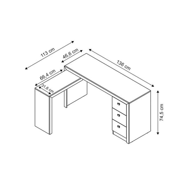 Imagem de Escritório Completo 6 Peças (2 Balcões + 3 Estantes + 1 Mesa) EC05 Branco - Tecno Mobili