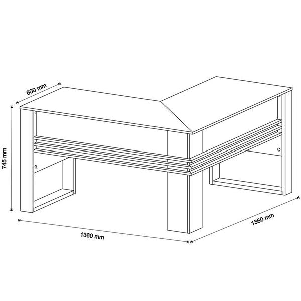 Imagem de Escritório Completo com Mesa Angular Armário Alto Balcão e Gaveteiro Moon MDP Branco G69 - Gran Belo