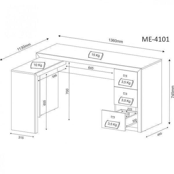 Imagem de Escritório Completo com Mesa em L, Armário 2 Portas, Gaveteiro e 2 Balcões Espresso Móveis