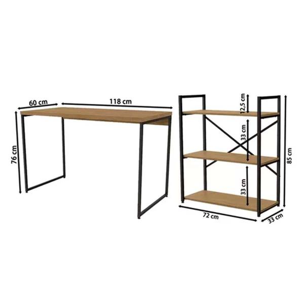 Imagem de Escritório Completo Industrial 2 Peças (1 Escrivaninha, 1 Estante) Freijó - Kappesberg