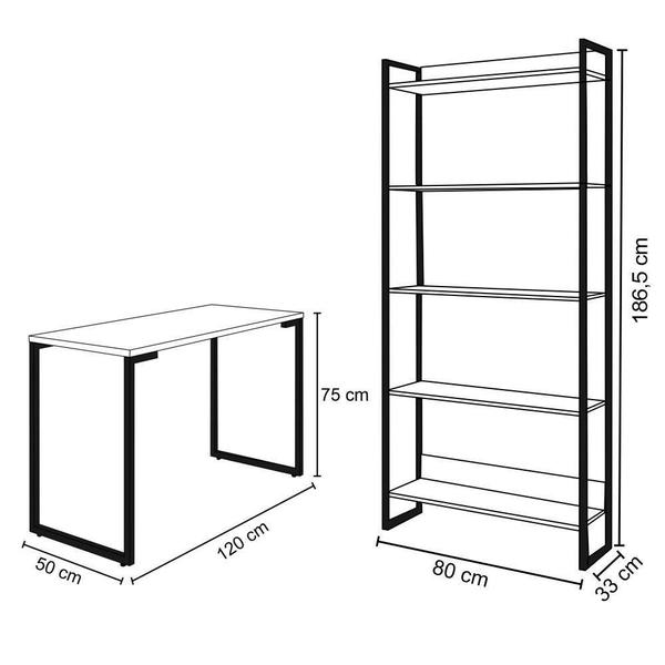 Imagem de Escrivaninha 120cm Estante e Prateleiras Preto