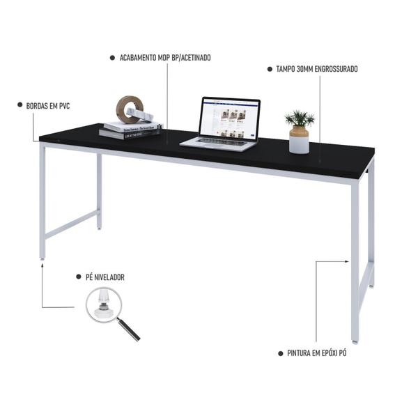 Imagem de Escrivaninha 180cm Estilo Industrial Diretor Active Yescasa