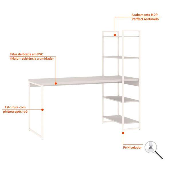 Imagem de Escrivaninha com Estante Studio Branca 150x147 cm