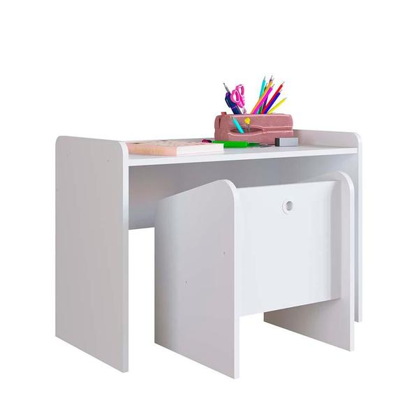 Imagem de Escrivaninha E Cadeira Infantil Montessoriano Branco Miles Shop Jm